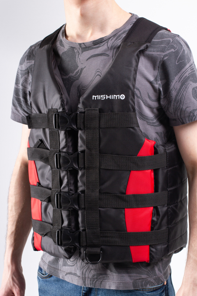Жилет спасательный MISHIMO PRO Премиум качества Черно-красный в Мурманске