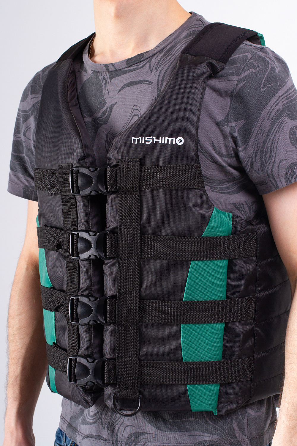 Жилет спасательный MISHIMO PRO Премиум качества Черно-зеленый в Мурманске
